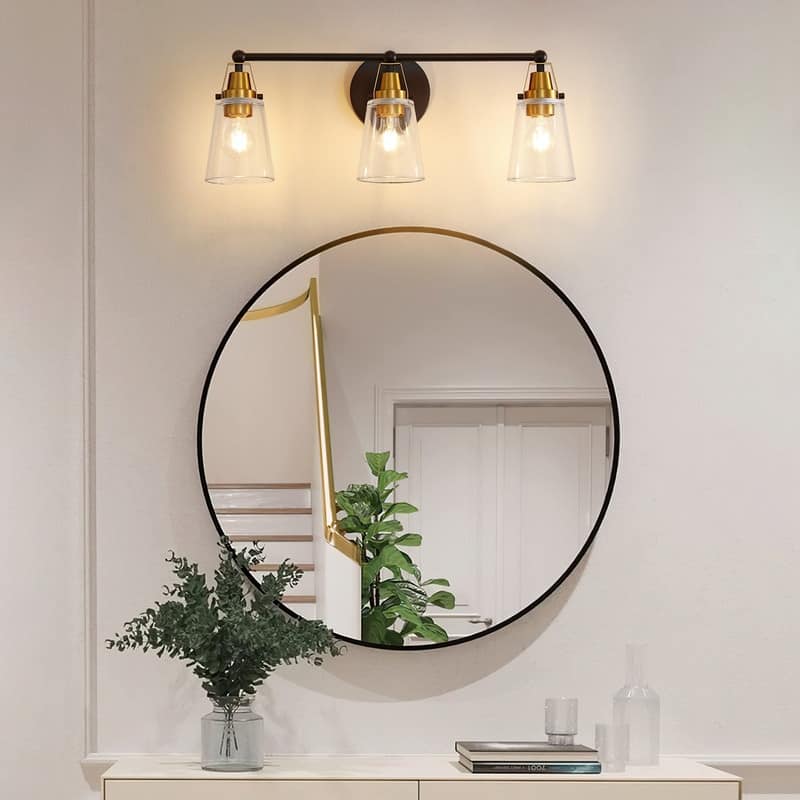 Modern 3-Light Vanity Light 26.2"" Brushed Nickel & 25.7"" Black Bronze with Clear Glass