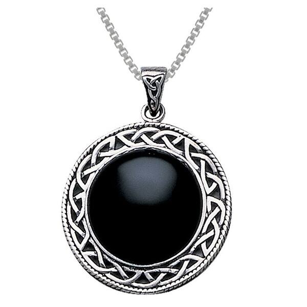 Black Onyx 3-Crescent 925 Sterling Silver Necklace New