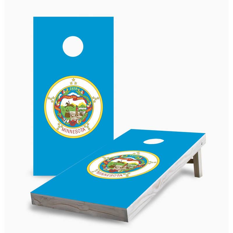 Minnesota State Flag Cornhole Game (Choose Wraps or Boards) - 2x4 Boards (24" x 48") - Include Carrying Case