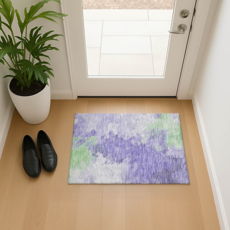 Premium Washable Super Soft Abstract Modern Mayfield Rug - Lavender - 1'8" x 2'6"