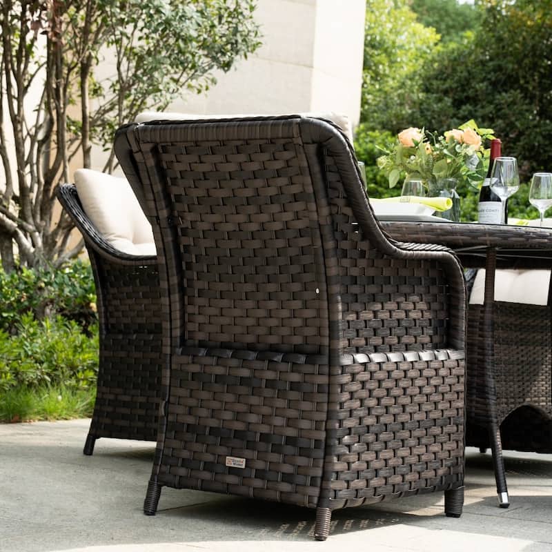Modern 5-piece Outdoor Dining Set with Round Table and 4 Chairs