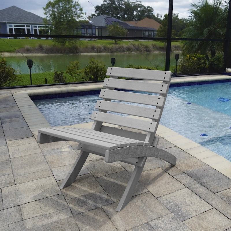 Grandcourt Fully Assembed All-Weather HDPE Outdoor Folding Patio Chair - Gray