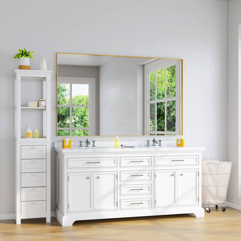TOOLKISS Right Angle Aluminum Frame Bathroom Vanity Mirror with Clear Glass