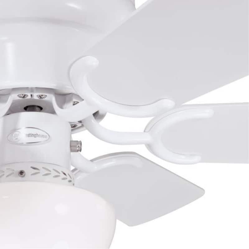 Westinghouse Lighting Petite 30-Inch 6-Blade Indoor Ceiling Fan with LED Light and Opal Mushroom Glass