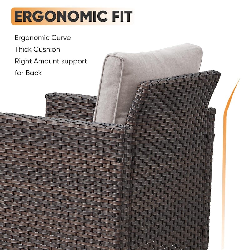 Pocassy Outdoor 3-Seat Sofa Ottomans Set of 3