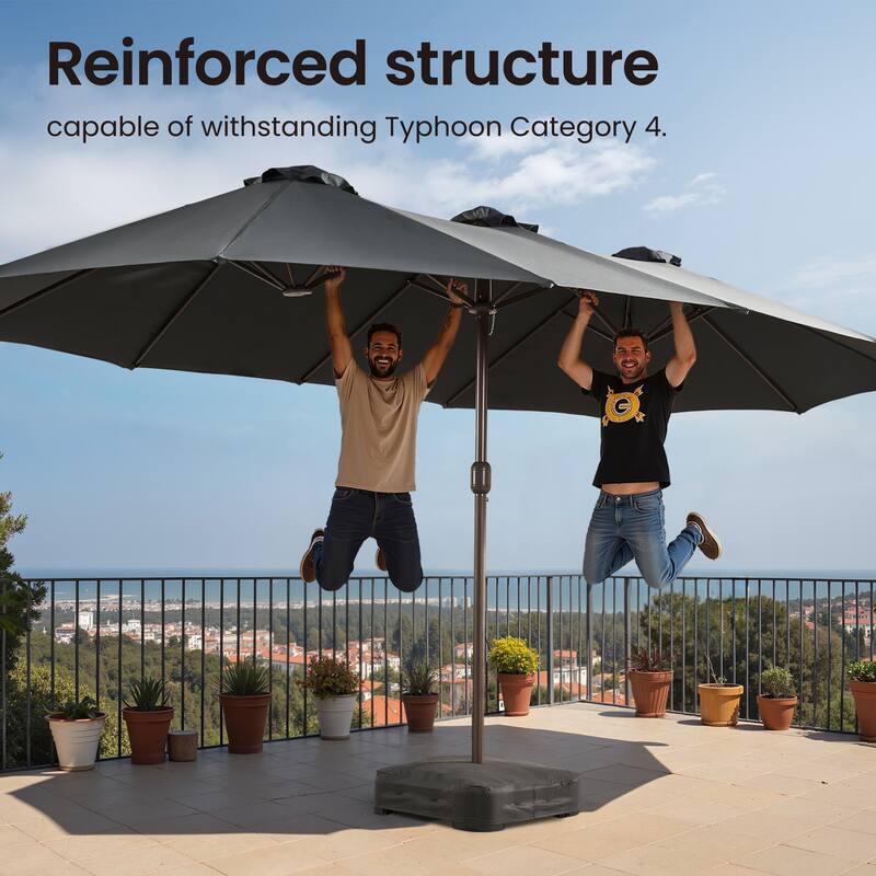 ​OVIOS 15ft Double Side Patio Umbrella Extra Large with Crank