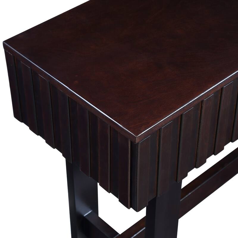 52 inch Sofa Table with Storage Drawers, Mid Century Farmhouse Fluted Console Table with Solid Wood Legs