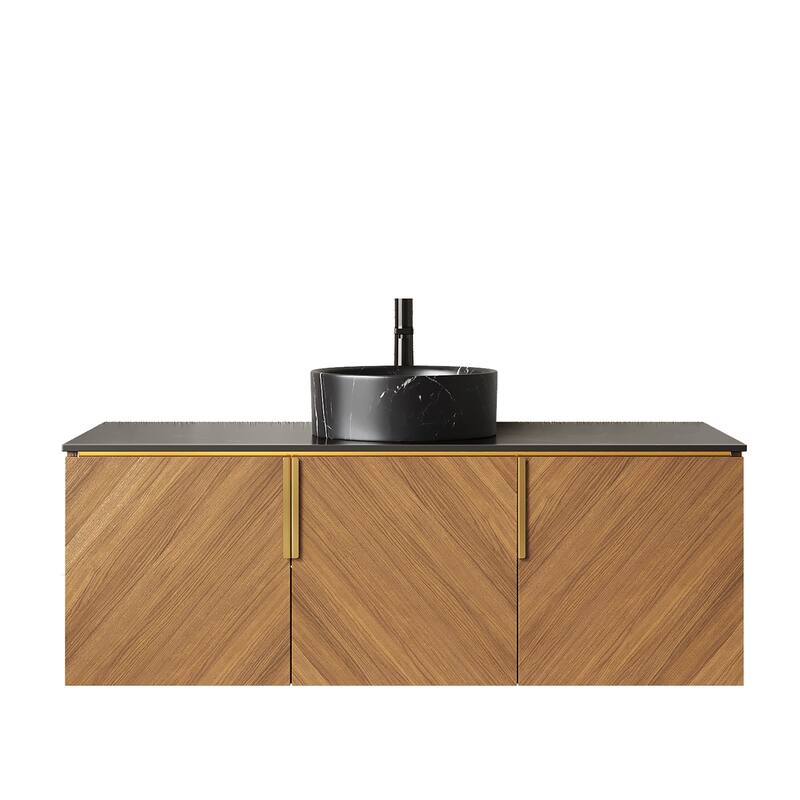 Wall-Mounted Bathroom Vanity with Round Ceramic Sink