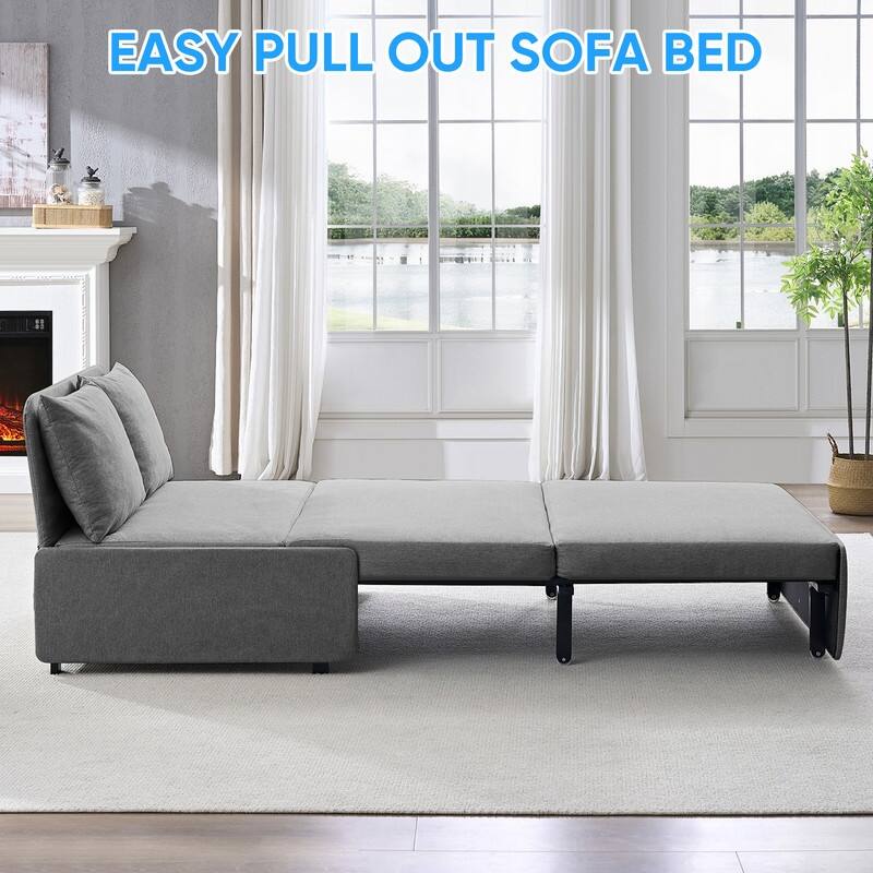 Mixoy Full/Queen Size Sofa Bed,2 in 1 Convertible Linen 1-Seater/Loveseat Sleeper Sofa Couch with Cushions