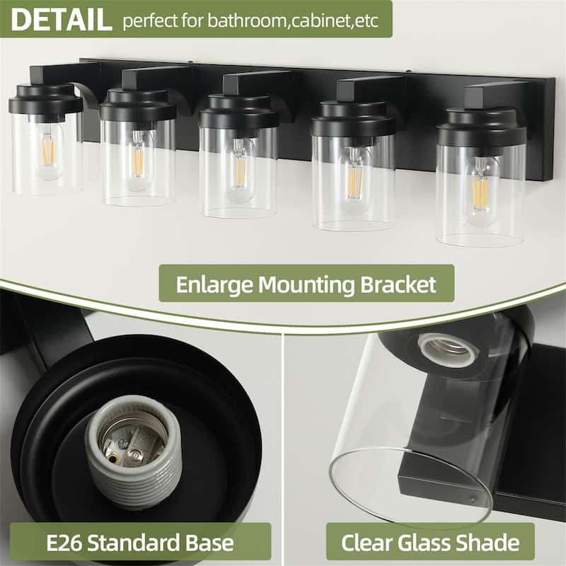 Modern 5-Light Vanity Light in Black