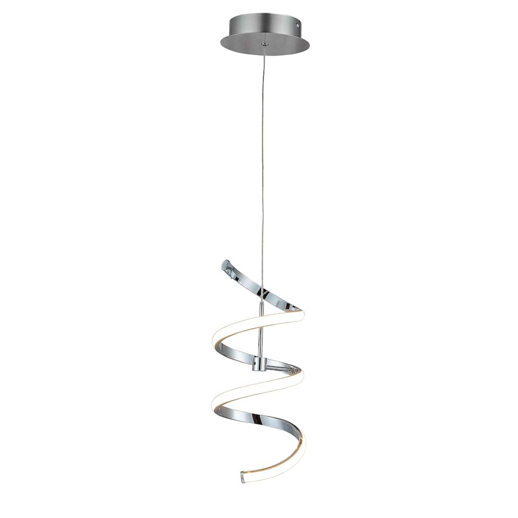 1 Light LED Array Spiral Pendant Light in Chrome Finish - Chrome Finish