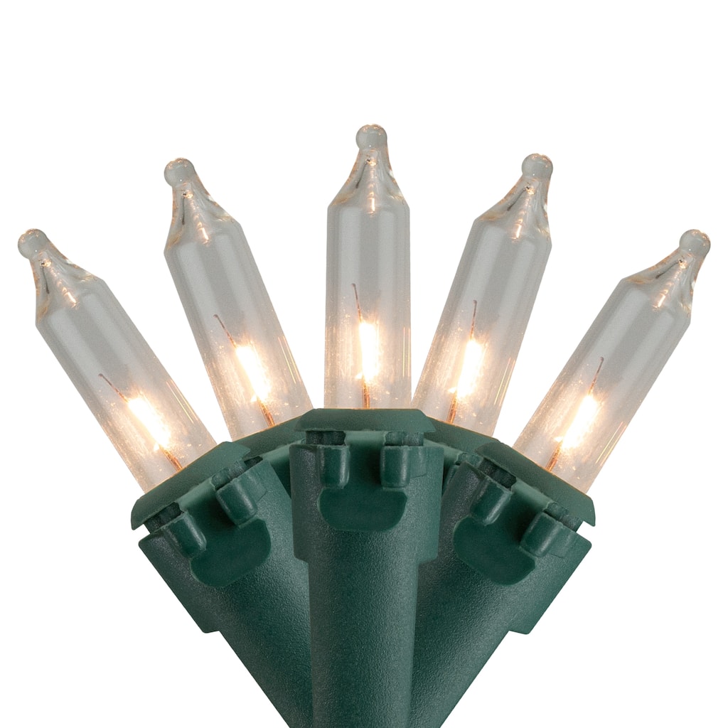 50 Count Clear Mini Christmas Lights 10 ft Green Wire - 10'