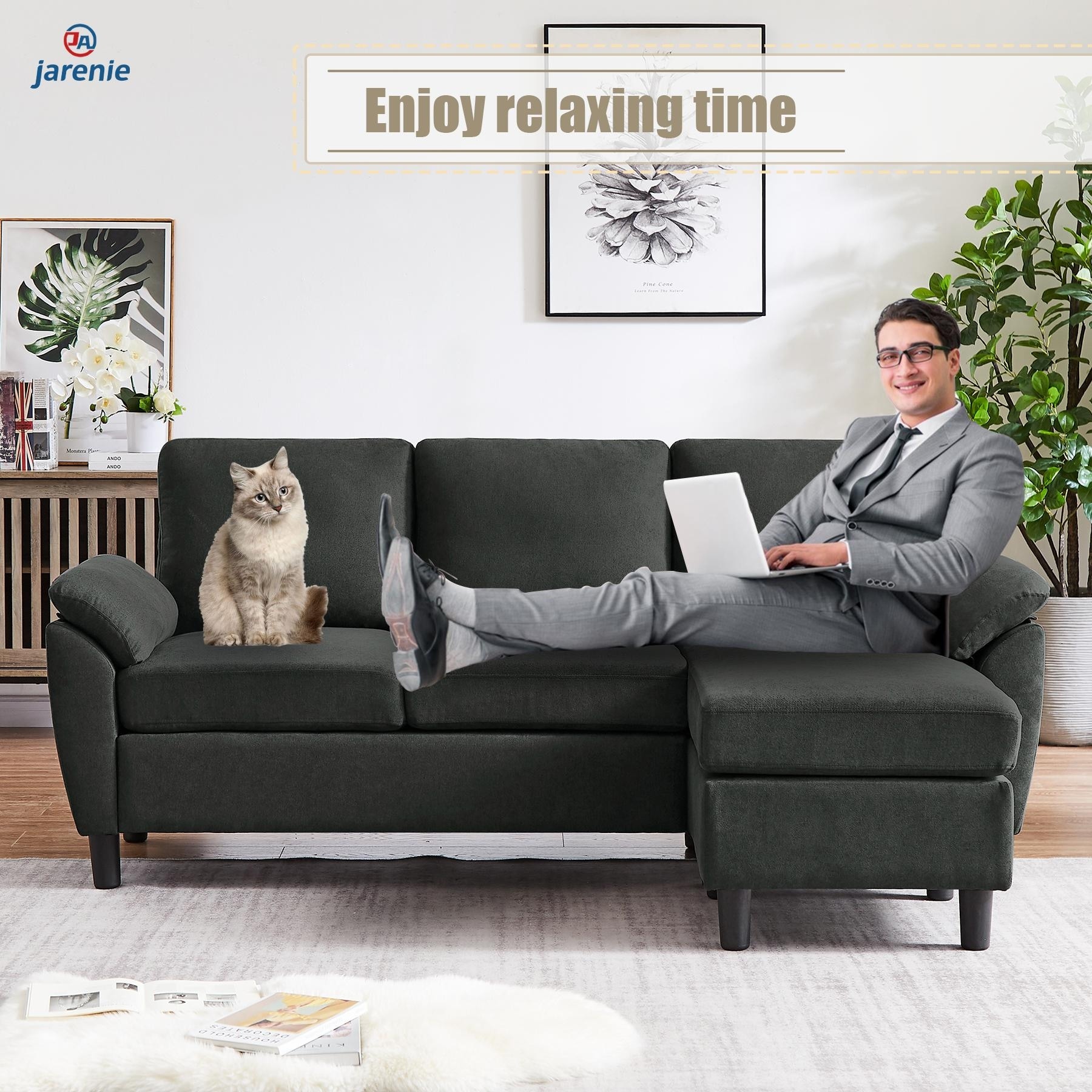 Modern Sectional Sofa Couch L Shaped with Removable Armrest