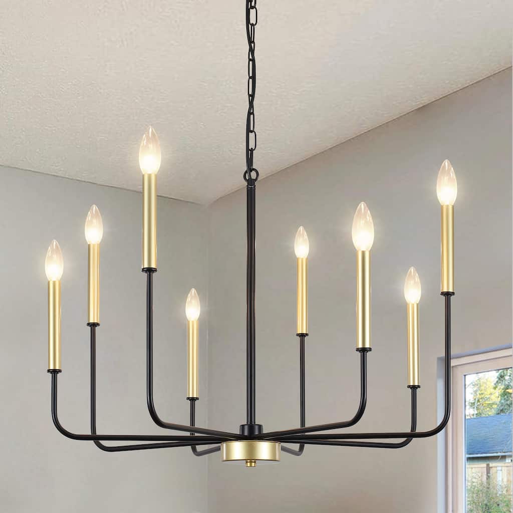 Farmhouse Chandelier, 8-Light Classic Candle Metal Chandelier for Dining Room Living Room Bedroom Kitchen - W26.96"x H34.44"