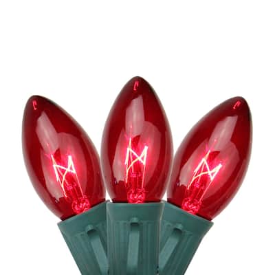 25-Count Red C9 Christmas Light Set 24ft Green Wire - 24'
