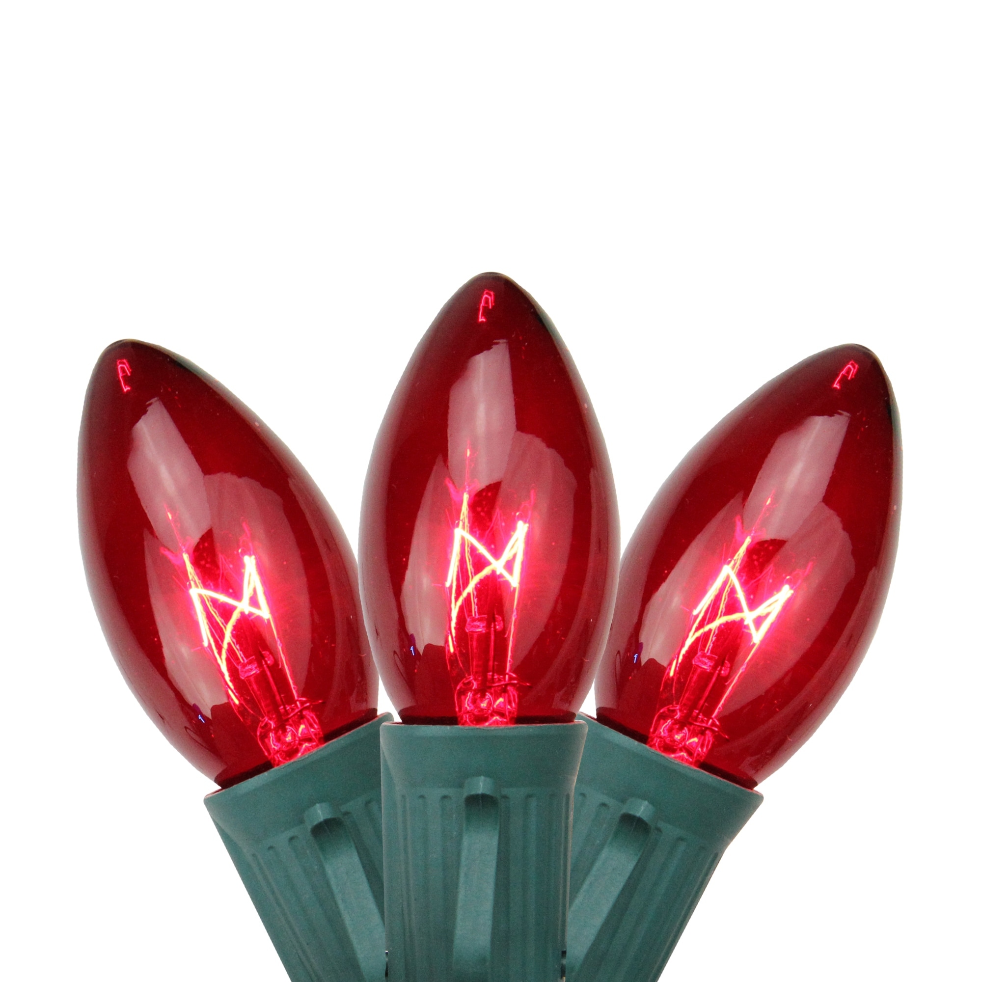 25-Count Red C9 Christmas Light Set 24ft Green Wire - 24'