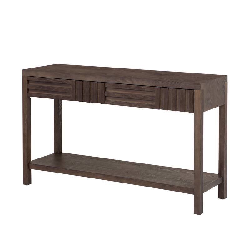 Modern Style Ash Veneer Console Tablewith Striped Design