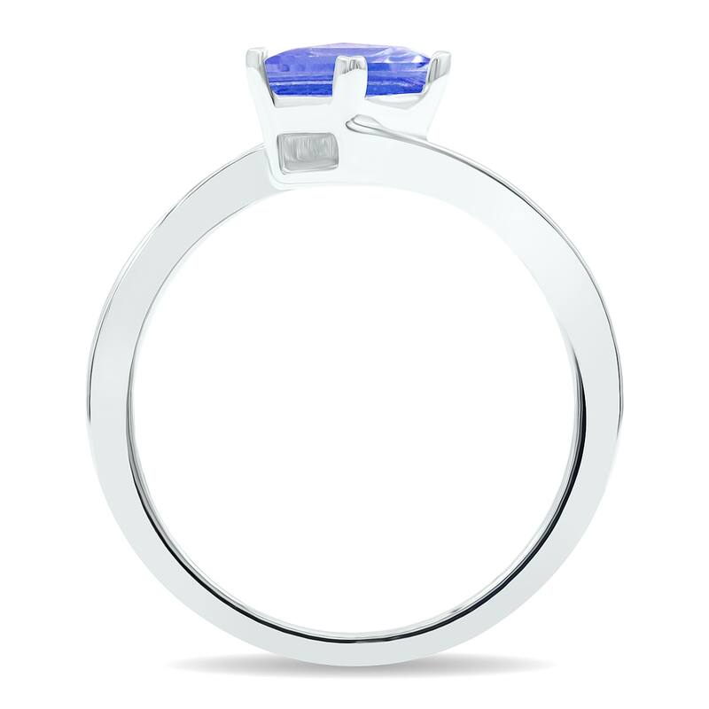 Women's Solitaire Tanzanite Wave Ring in 10K White Gold