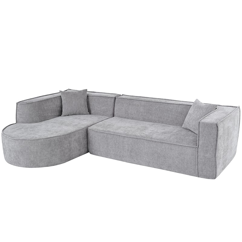 109.2" Chenille L-Shaped Sectional Sofa with 3 Seater and Throw Pillows