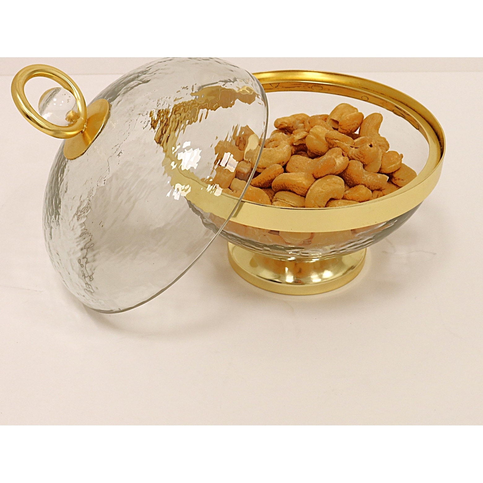 Jar with Gold Detail and Clear Ball Knob - 5.5"D