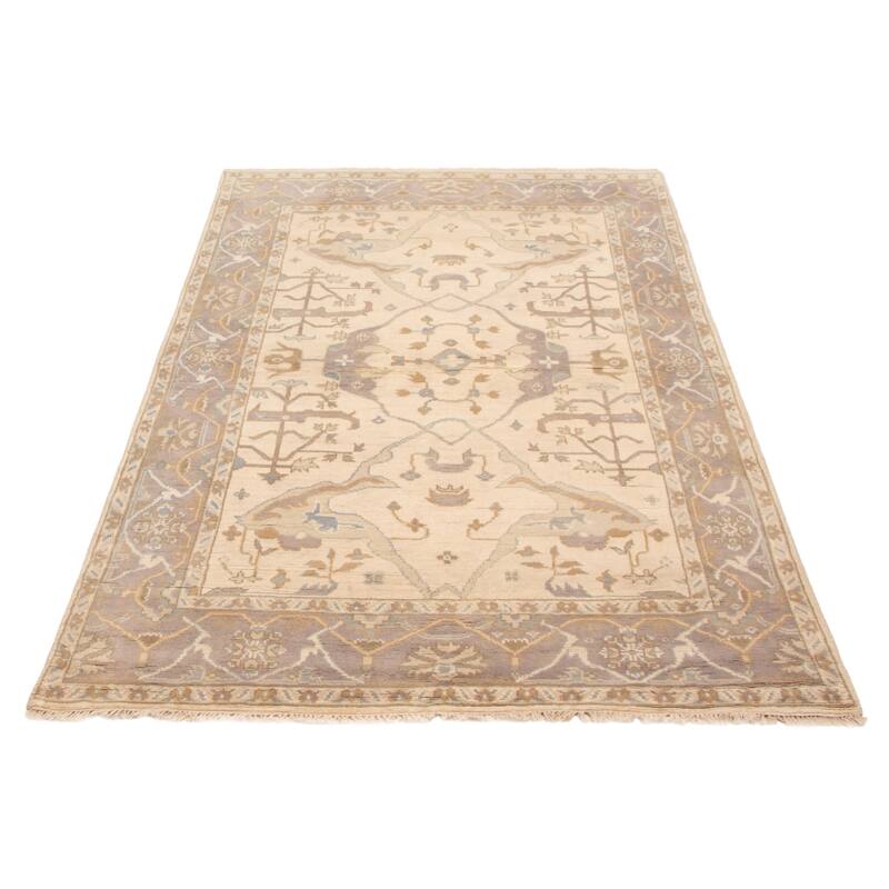 ECARPETGALLERY Hand-knotted Royal Oushak Ivory Wool Rug - 5'10 x 8'8