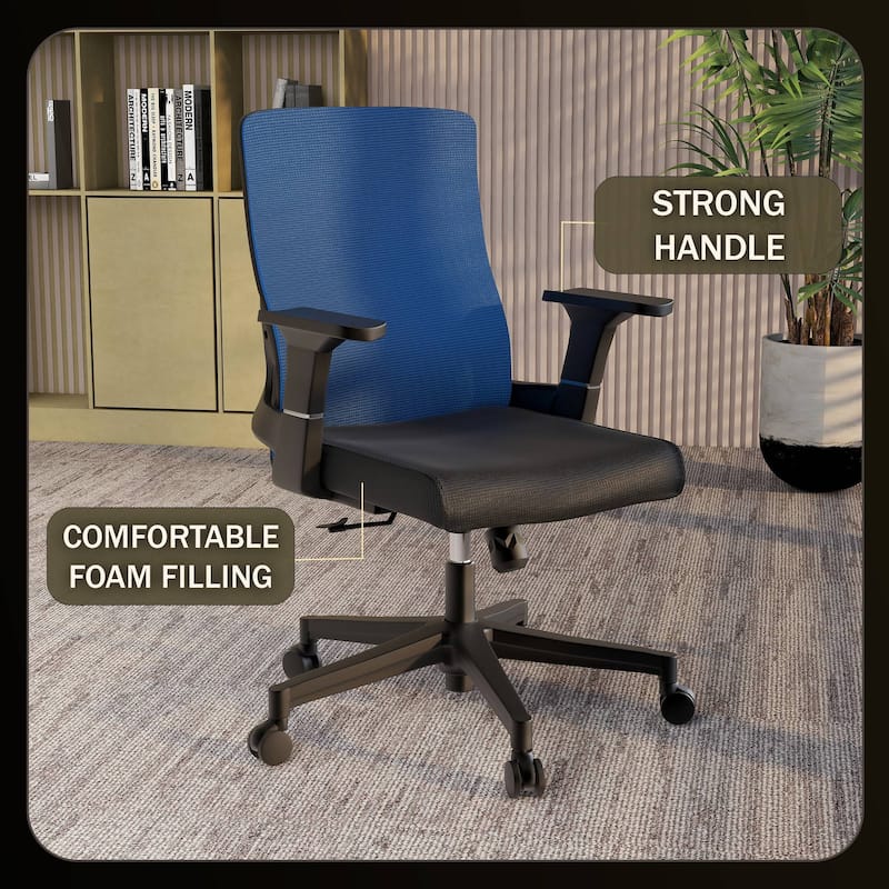 Brio Modern Ergonomic Office Desk Chair with Adjustable Height, Swivel, Breathable Fabric, Durable ABS Frame, Easy Assembly