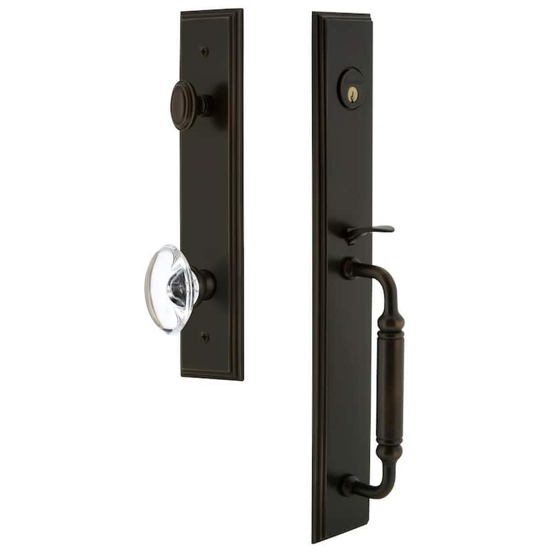 Grandeur Carre Solid Brass Rose Dummy Full Plate "C" Grip Handleset - Timeless Bronze