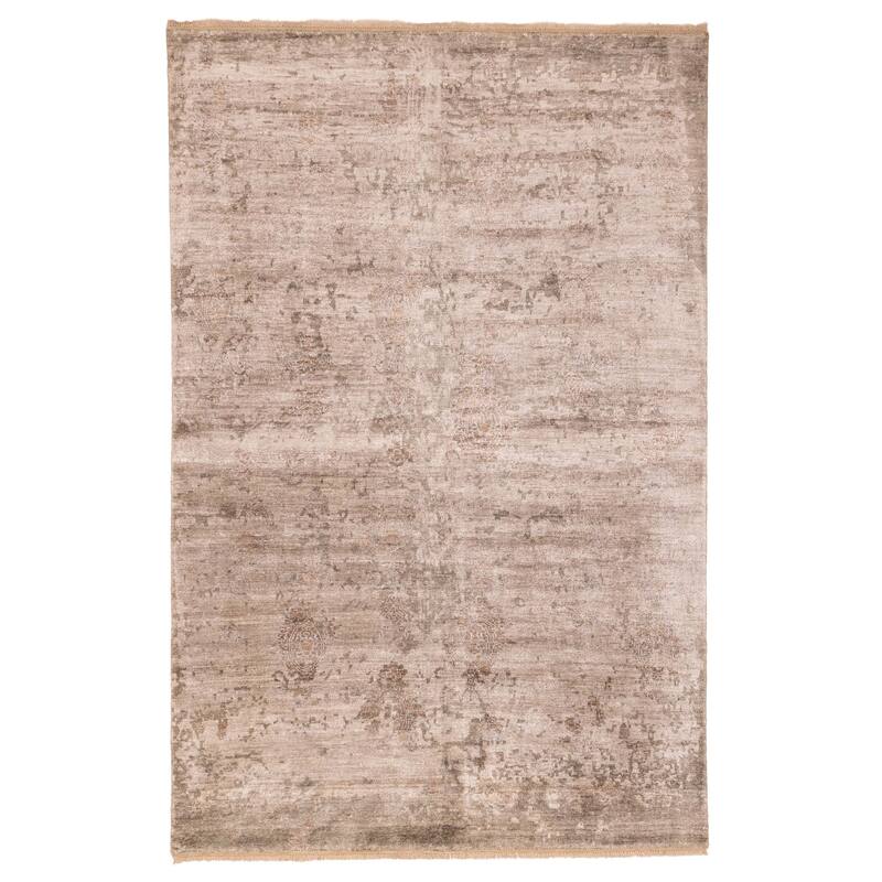 ECARPETGALLERY Hand-knotted Legacy Beige Silk Rug - 6'4 x 9'8