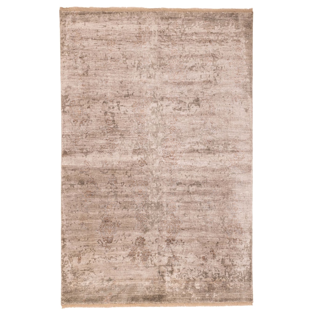 ECARPETGALLERY Hand-knotted Legacy Beige Silk Rug - 6'4 x 9'8