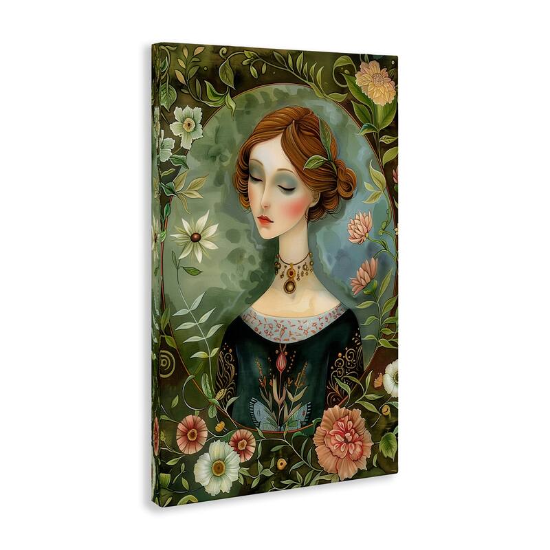 Stupell Floral Edged Victorian Woman Canvas Wall Art Design By The Dutch Lady