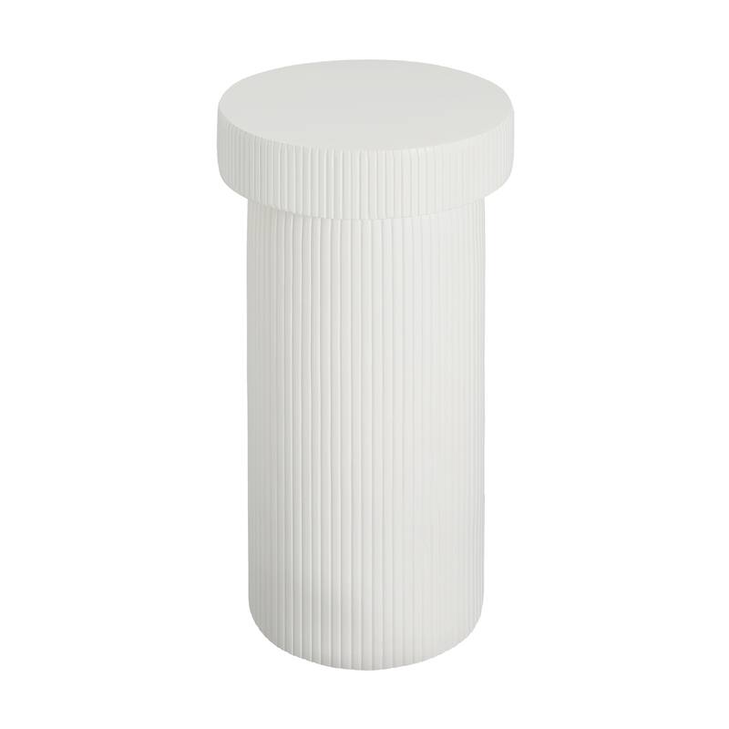 Roomfitters MGO Pedestal Column Plant Stand, 24'' Tall Modern Decorative Display Table for Living Room & Entryway, White