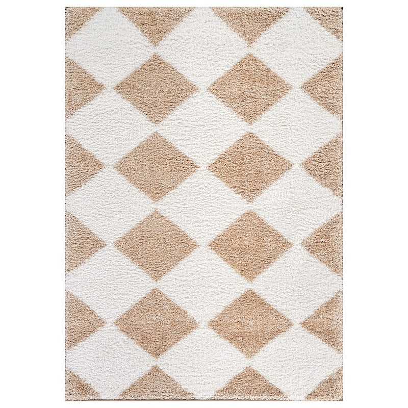Diamond Wave Shag Rug - Cozy Feel for Living Room, Bedroom, or Entryway - Anthracite Dark Gray - Medium Pile