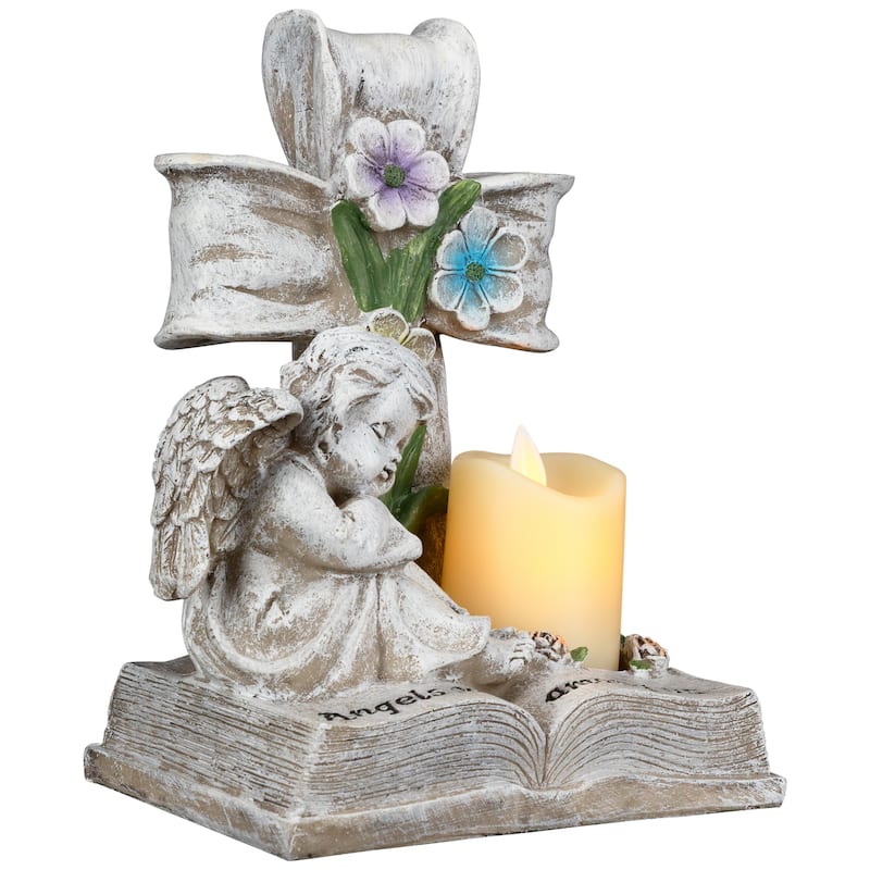 Angels Walk Among Us Flameless Cherub Candle Holder - 8"