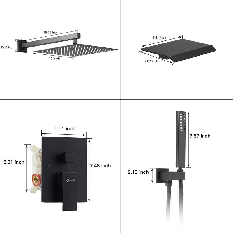 WIZ 3-Spray Patterns With 2.5 GPM 12 in. Showerhead Shower System