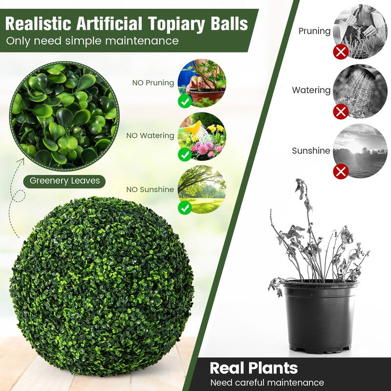 Gymax 2 PCS Artificial Plant Topiary Ball 19'' Faux Decorative Balls