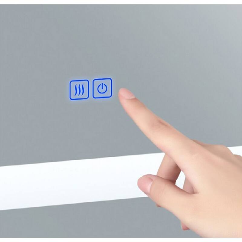 40" x 32" Abril Matte White Rectangle LED Wall Mirror