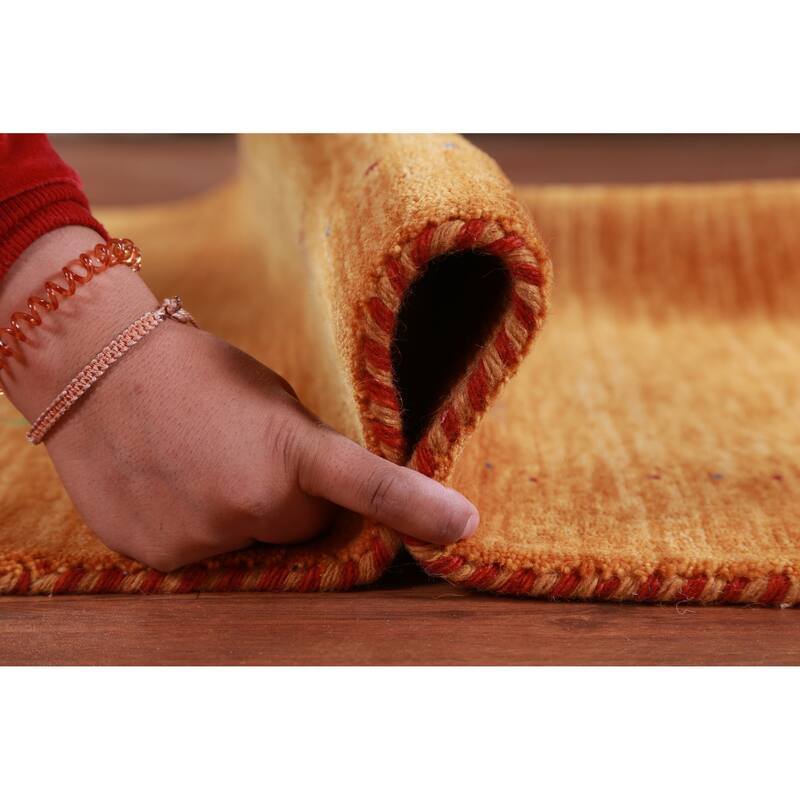 Hand Knotted Oriental 100% Wool Carpet Tribal Stripe Oranges & Rust Gabbeh Area Rug - 8' 0'' X 4' 11''