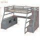 preview thumbnail 10 of 44, Full Size Loft Bed Kids Bed with Drawers ,Shelves and Desk