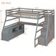 preview thumbnail 60 of 83, Loft Bed Frame wDesk and Storage Staircase, Wood Loft Bed with 7 Drawers and 2 Shelves, Kid's Loft Bed Study Bed with Staircase