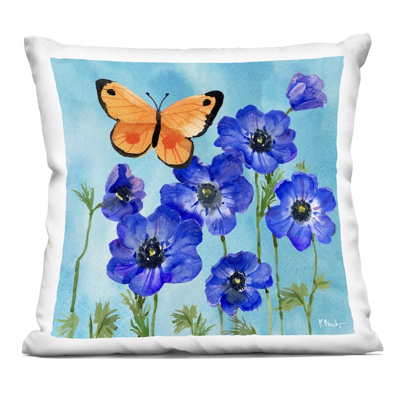 Stupell Poetic Monarch Butterfly Decorative Printed Throw Pillow Design by Paul Brent - Accent - Polyester - Blue - Single