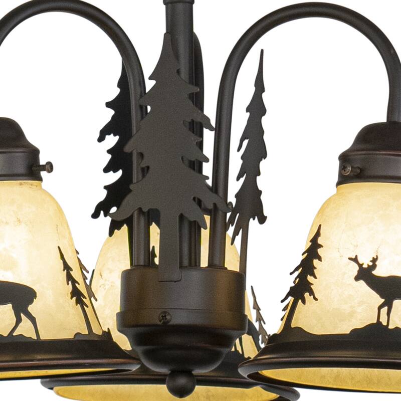 Deer Chandelier - 3 Light Mini Bronze Fan Light Kit - Antique Style Lighting - 89.5