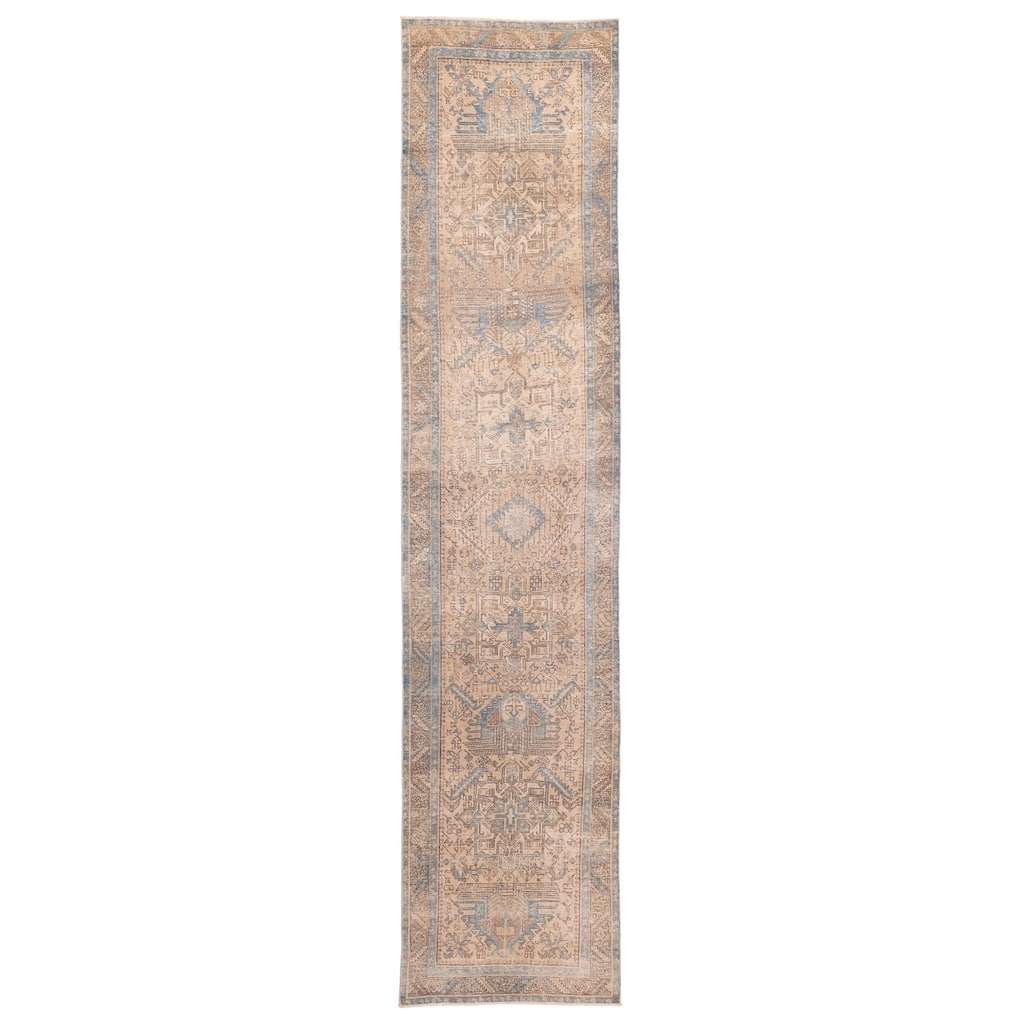 ECARPETGALLERY Hand-knotted Antalya Vintage Tan Wool Rug - 3'0 x 14'3