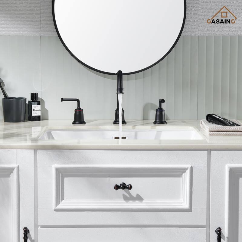 8 in. Widespread Double Handle Bathroom Faucet with Drain Kit Included