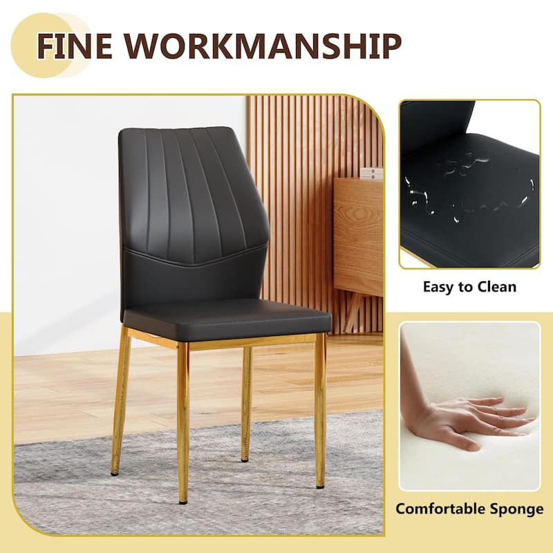 5 Piece Dining Table Set with 39 Inch Round Glass Top X Shaped Metal Base and 4 PU Chairs