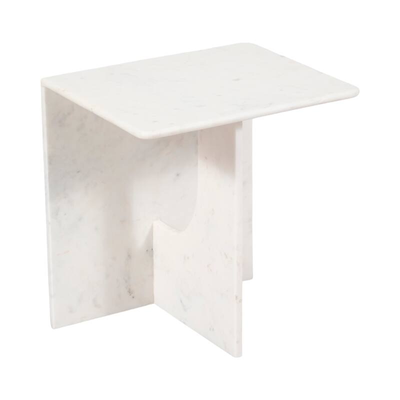 Stone Marble Accent Table Sculptural Geometric Base and Sleek Design