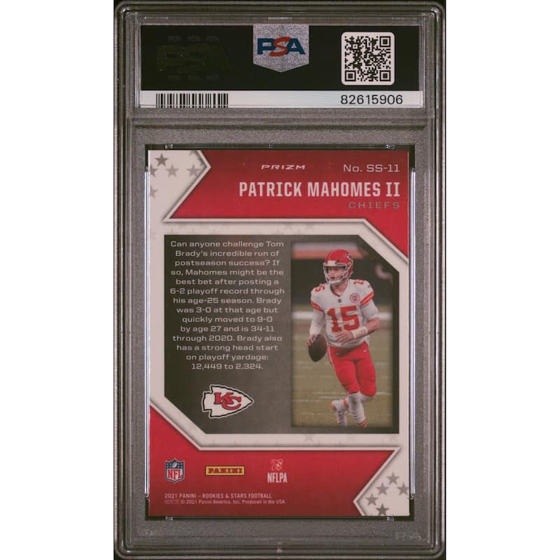 Patrick Mahomes 2021 Panini Rookies Stars Red Wave Card #SS-11 Graded PSA 10 - 8' x 11'