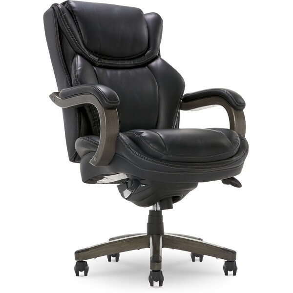 La Z Boy Harnett Big and Tall Executive Office Chair with Comfort Core Cushions Ergonomic High Back Chair with Solid Wood Arms Bed Bath Beyond 27551170