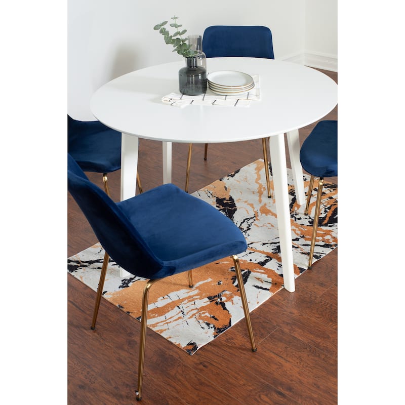 Roundhill Furniture Aufurr Contemporary 5-Piece Dining Set, White Round Table and 4 Chairs
