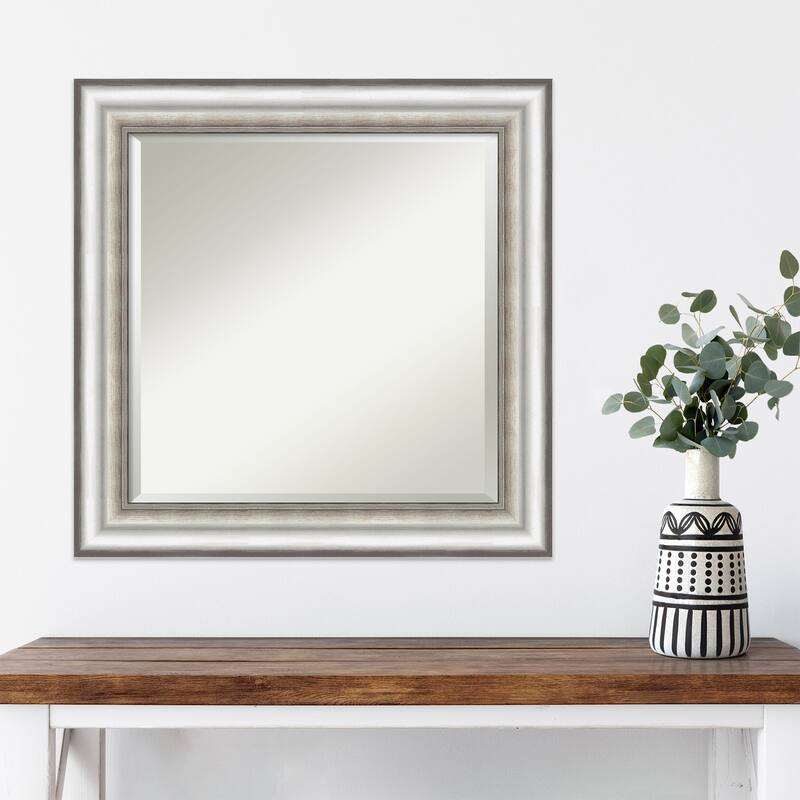 Beveled Wall Mirror - Salon Silver Frame - Salon Silver
