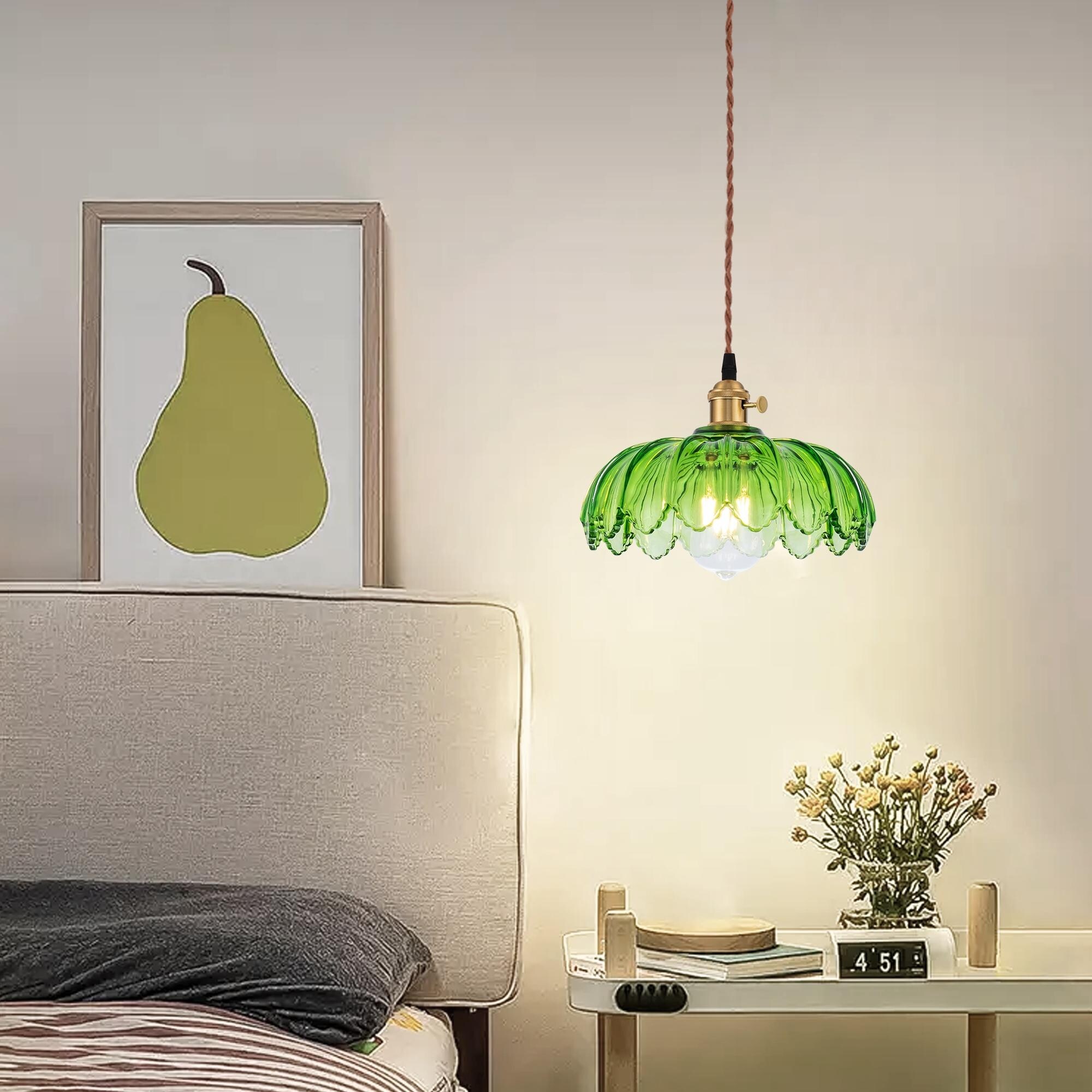 Romision Vintage green copper flower shaped glass Chandelier